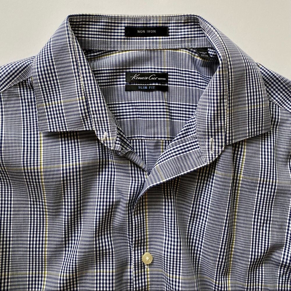Men’s Kenneth Cole Navy Blue & Yellow Dress Shirt